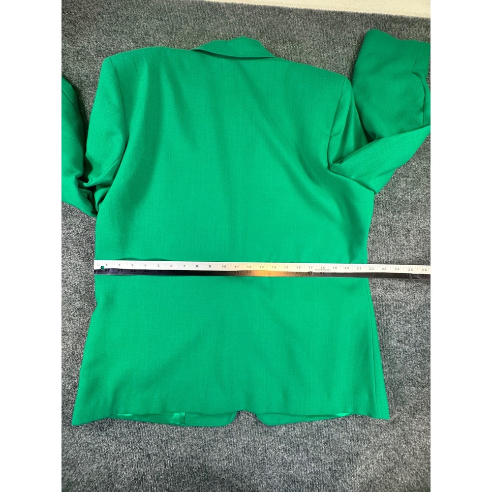 Vintage Alfred Dunner Green Blazer Women Size 14 Gold Button 80s 90s Jacket - Picture 6 of 9